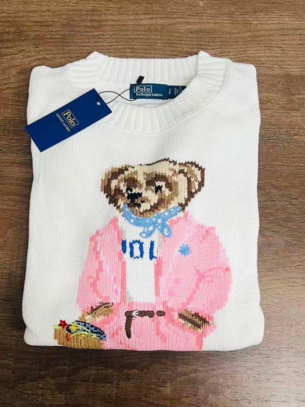 Polo Ralph Lauren White Bear Crewneck Knit Sweater NWT